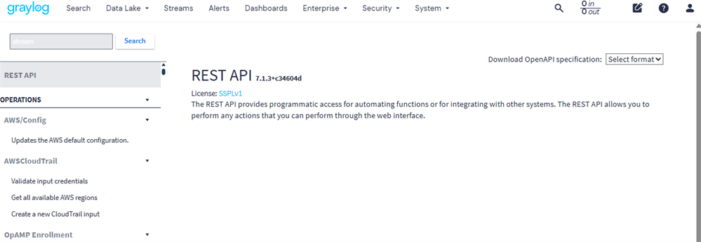 The Graylog REST API Browser shows methods and endpoint in the left pane.