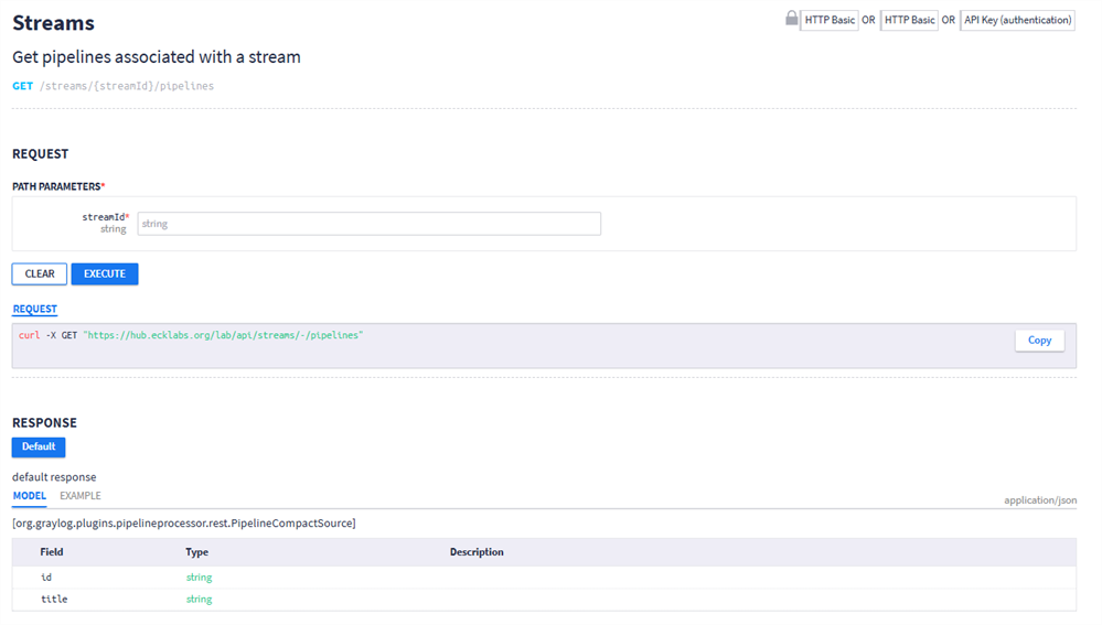 A method interactive detail pane includes sections for Request and Response.